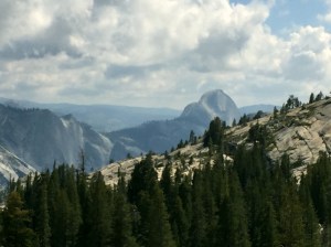 The view of Yosemite Valley and Half Dome from Olmsted Point