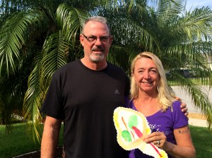 Debbie with the lollipop Payton gave me before I left California