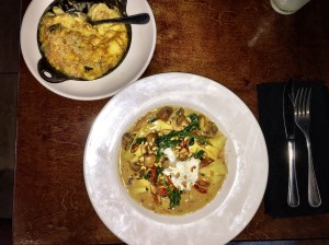 Award Winning Pulled Pork and Collard Greens Mac 'N Cheese and Wild Mushroom Pappardelle