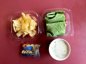 Clam Chowder and Chicken Caesar Wrap at the Summit